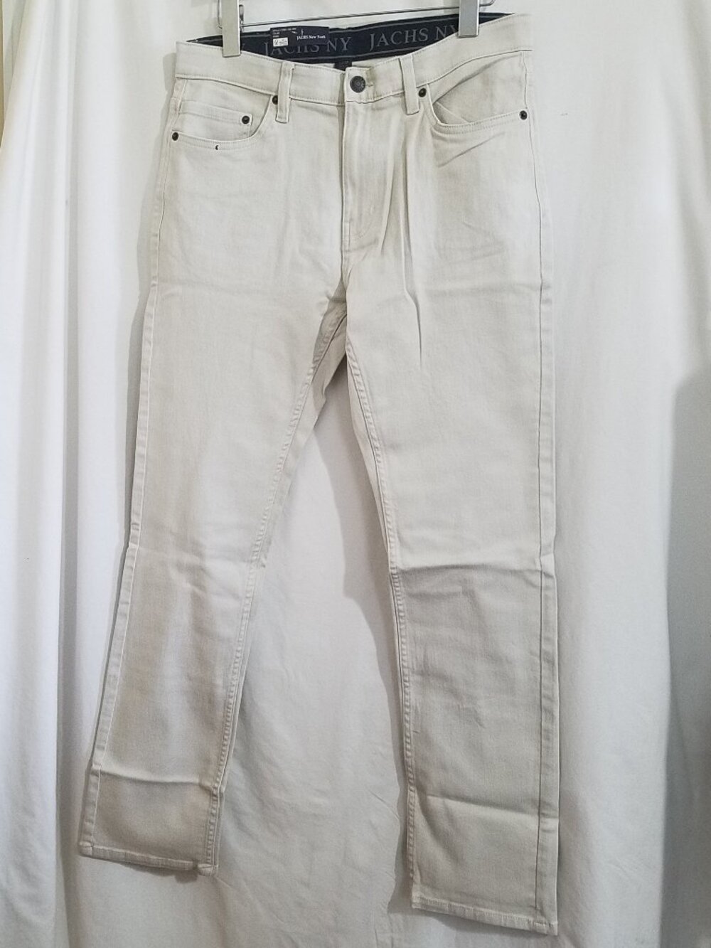 Jachs Men's 5 Pocket Denim Pants 32x32 Khaki Straight Fit Comfort Stretch NWT
